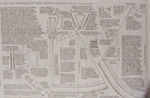 Figure 7 Diagram of Eleonora of Toledo's burial gown, Janet Arnold, Patterns of Fashion, pg. 104