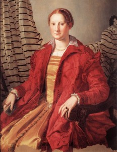 Figure 2 Yellow sottana worn with red zimarra Agnolo Bronzino, Eleonora of Toledo?, detail c.1550, Turin, Galeria Sabauda.
